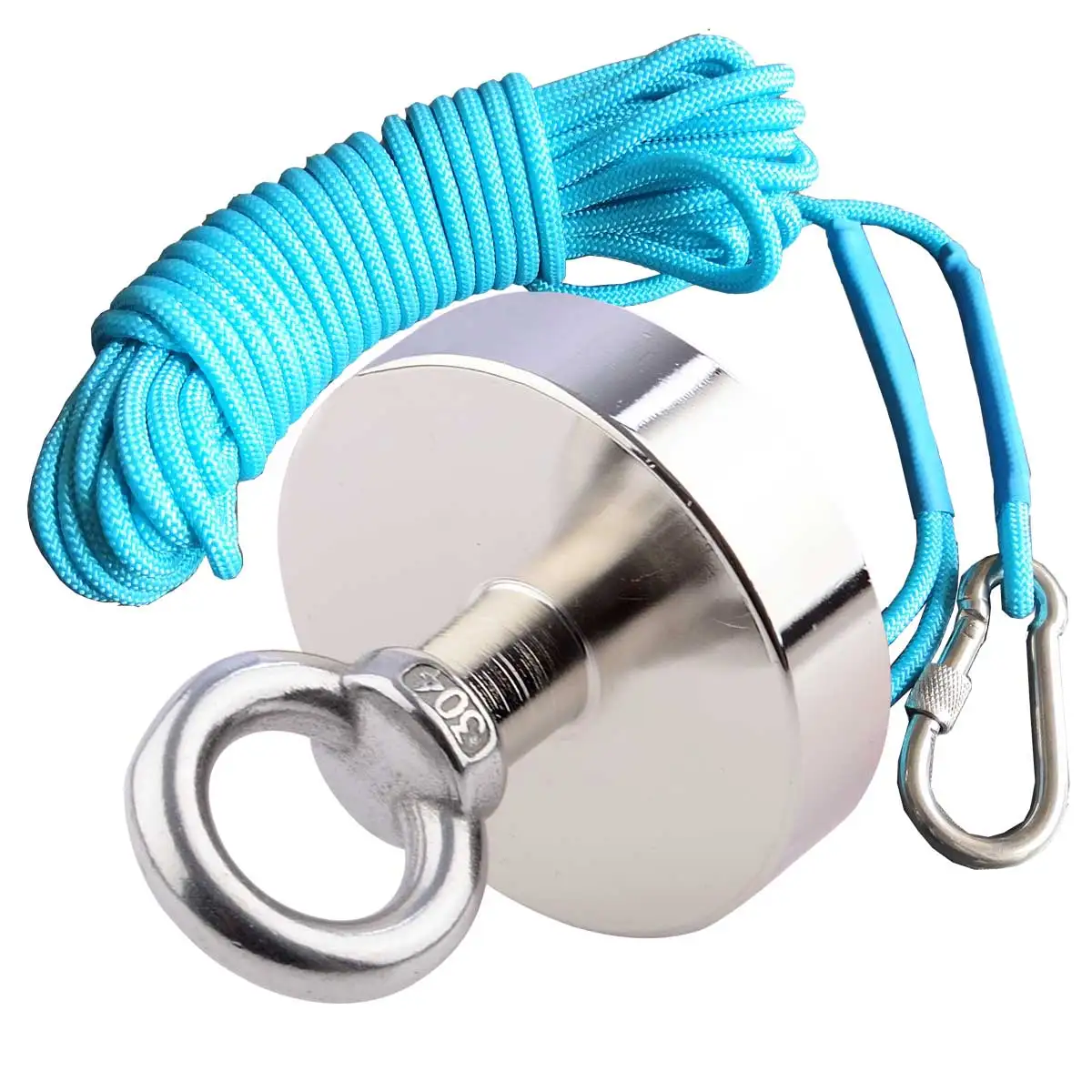 

180KG 250KG Vertical Super Strong Neodymium Fishing Round Magnet with Blue Rope Underwater Steel Cup Male Thread Stud M10 M8