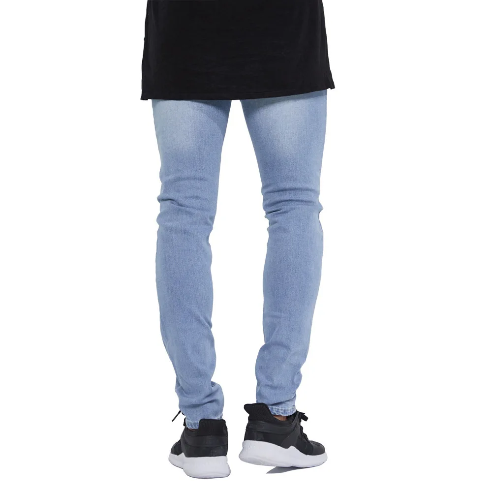 Fashion High Street Wear Y2K Embroidered Patch Stretch Slim Fit Plus Size Pants Men's Cotton Trousers Pencil Jeans For Men