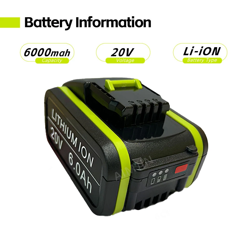 

Литий-ионный аккумулятор Worx 20 в для WA3551, WA3553, WA3641, WX373, WX390, 6000 мАч