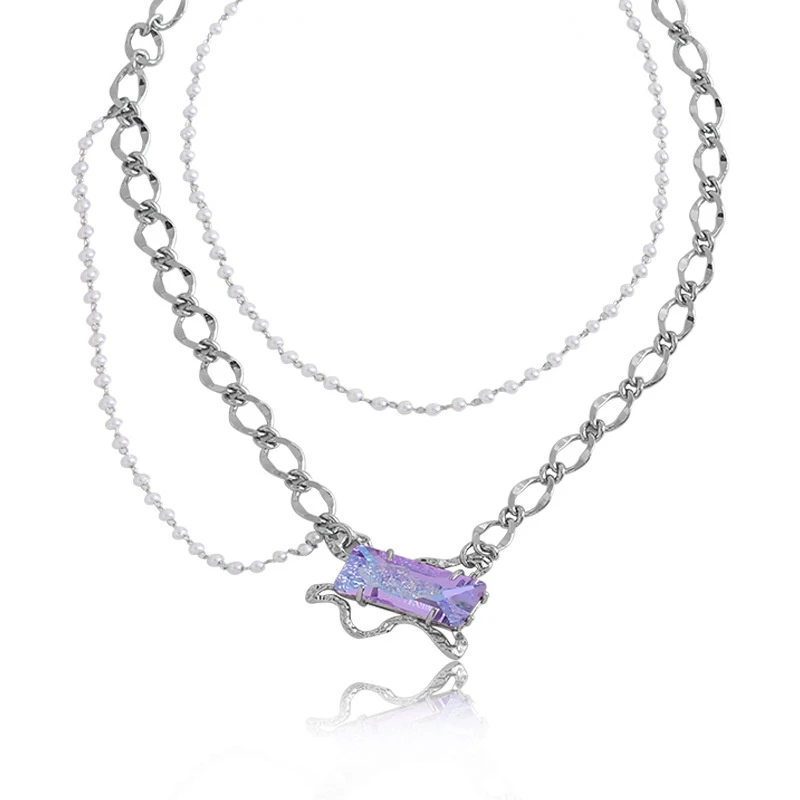 

22 new necklace women's niche design sense light luxury INS wind necklace dream color pendant necklace