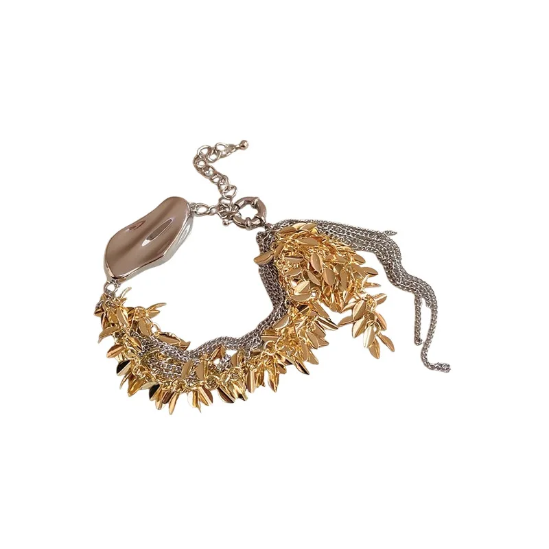 Фото NISHIZAWA  Irregular Leaf Tassel Bracelet Fashionable Light Luxury Niche Design Bracelet Personality Temperament Jewelry №5