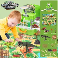 diy assemble building dinosaur paradise adventure simulation scene game carpet 3d dinosaur car toys storage box with map kid toy