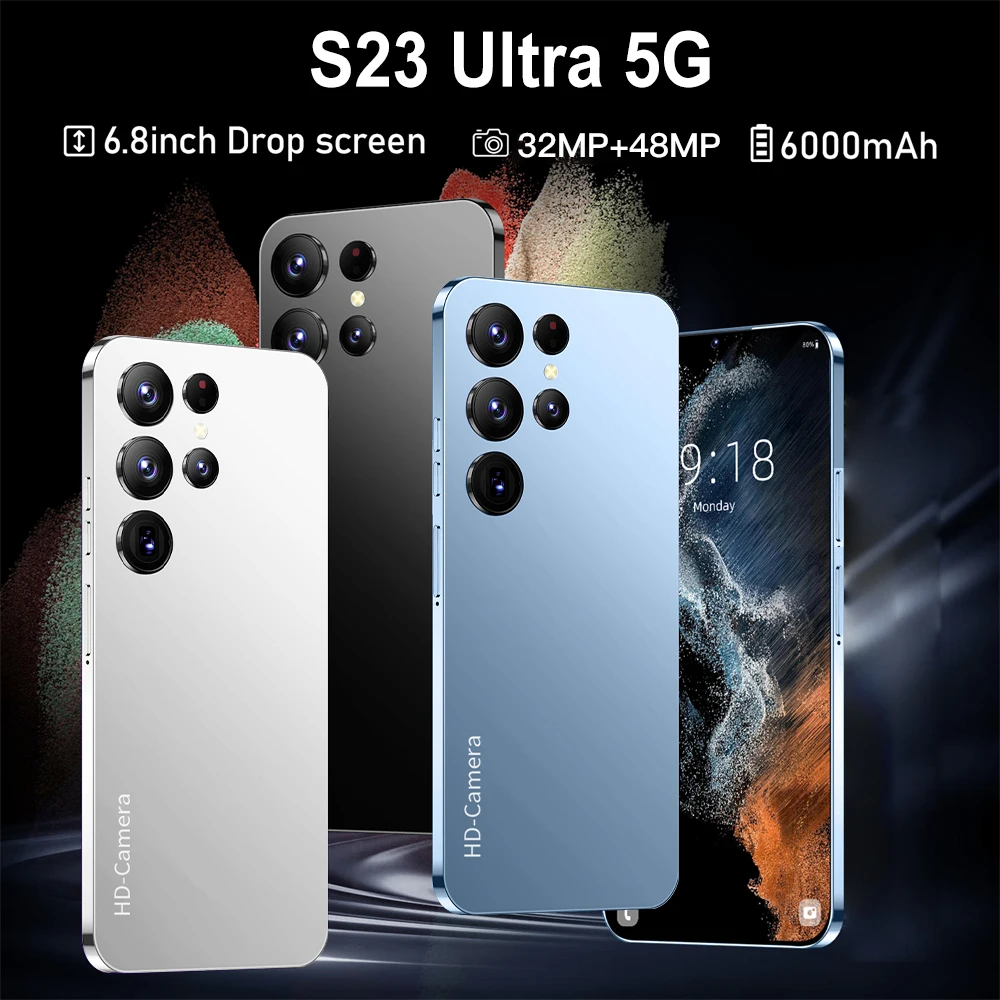 

2023 New S23 Ultra 5G Smartphone Android Sanpdragon 8 Gen 1 Global Version Cellphones Unlocked 6000mAh 16GB 1TB Mobile Phones