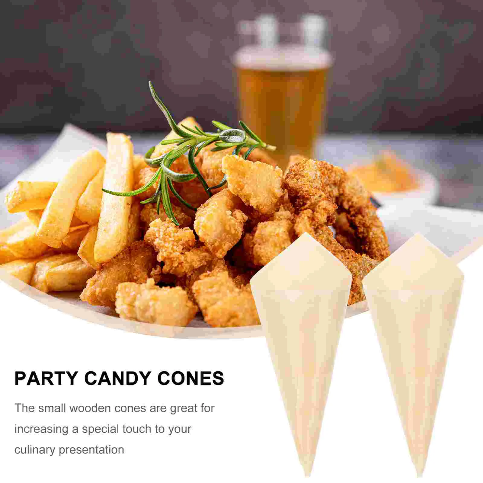 

Cones Cone Wood Wooden Holder Ice Cream Disposable Charcuterie French Candy Box Serving Fries Tasting Paper Appetizer Cups