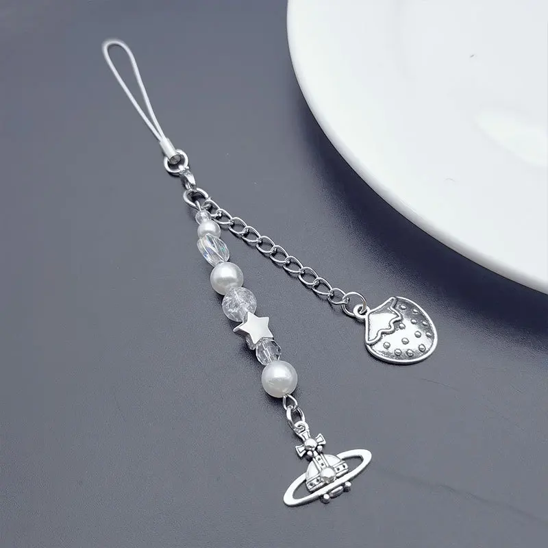 Новый модный сладкий имитация жемчуга строка планета клубника цепи мобильного