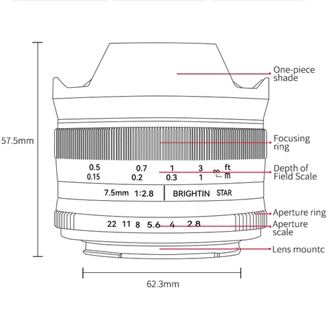 Brightin Star 7,5 мм F2,8 «рыбий глаз» объектив APS-C для Sony E Canon RF EF-M Fuji FX Nikon Z M43