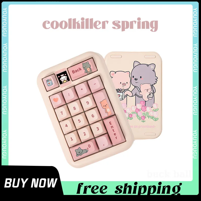 Coolkiller Spring цифровая клавиатура Ck68 Ck75 Ck98 Беспроводная механическая клавиатура симпатичная 98 клавиш 3 режима Горячая замена офисная игровая клавиатура