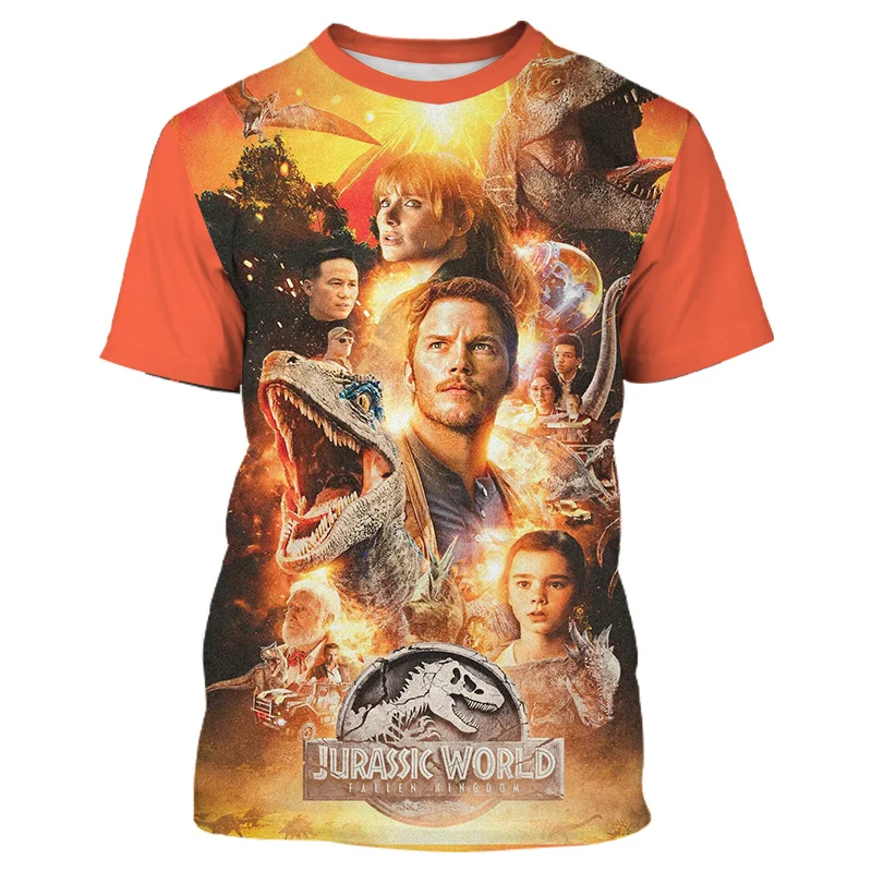 

Детская футболка «Мир Юрского периода» для детей от 4 до 14 лет, футболки с 3D-принтом динозавра, модные футболки с короткими рукавами для маль...