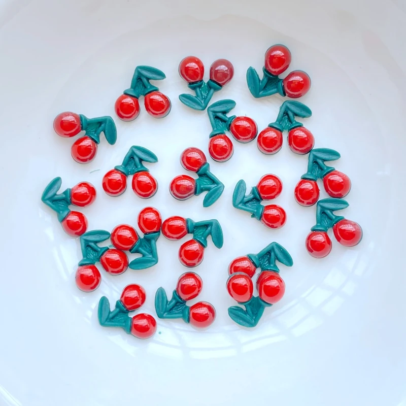 

50 шт. новые милые мини 8 мм ярко-красные вишни с плоским основанием из смолы для наращивания ногтей ювелирные изделия аксессуары для украшен...