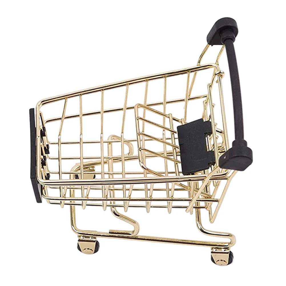 

Shopping Cart Mini Basket Toy Trolley Miniature Grocery Storage Pretend Play Kids Cartssupermarket Holder Fruit Artware