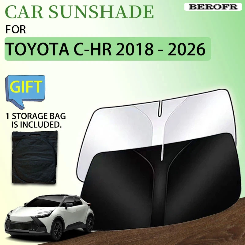 Фото Солнцезащитный козырек для автомобиля Toyota C-HR AX20 2025, C-HR 2019, 2018 - 2026, AX10, AX50: аксессуары, защита переднего стекла, УФ-защита, чехол для хранения, запчасти №1