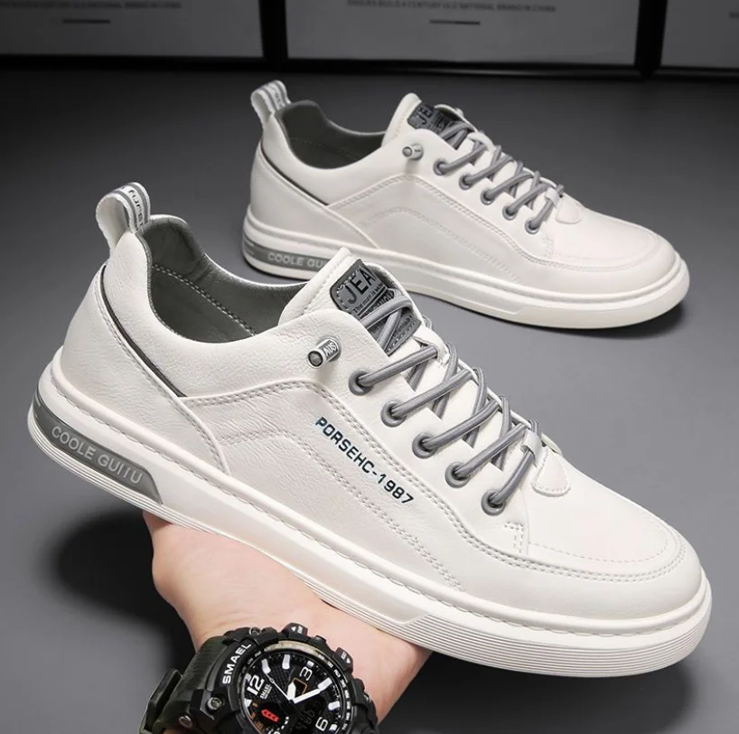 

Мужские повседневные кожаные туфли, износостойкие спортивные туфли на плоской подошве, Модные Удобные Повседневные слипоны, новинка 2023