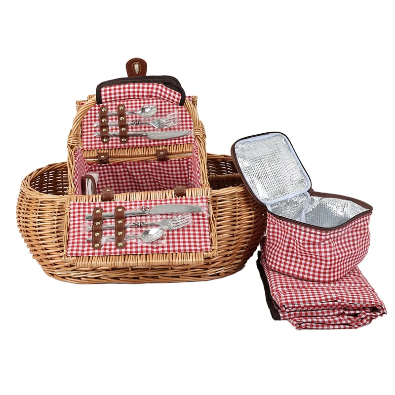

Rattan Picnic Basket Woven Picnic Storage Basket Storage Basket With Cutlery Picnic Outdoor Fruit Basket Picnic Storage Box