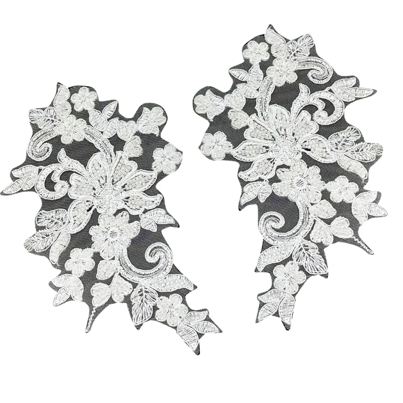 Блестки Цветок Кружева Вышивание Аппликация Патчи Воротник DIY Ремесло Декольте