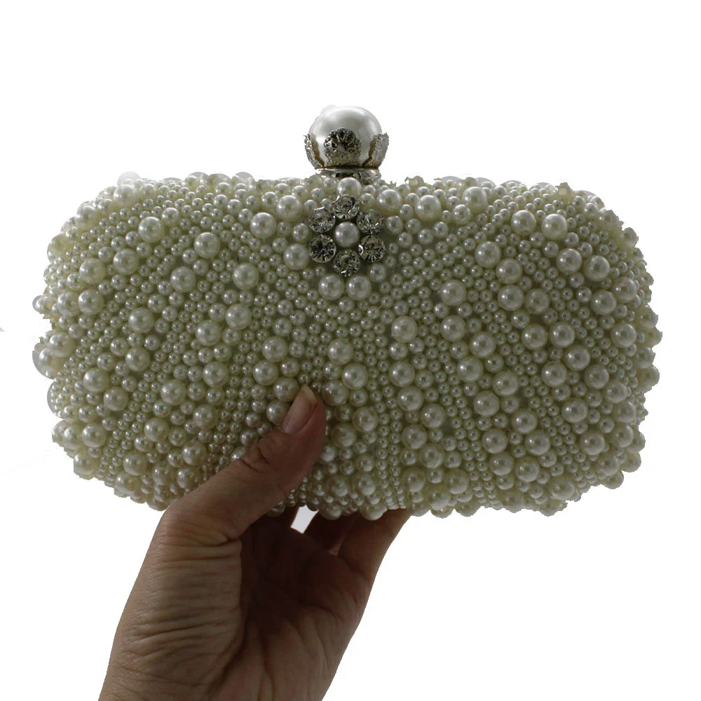 

Kingluck Womens Faux Pearl Cascading Bead Rhinestone Evening Clutch Fashion Purse