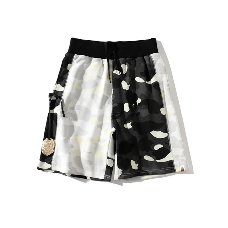 

BAPE summer tide camouflage glow-in-the-dark splicing gold casual shorts mid pants five pants A BATHING APE