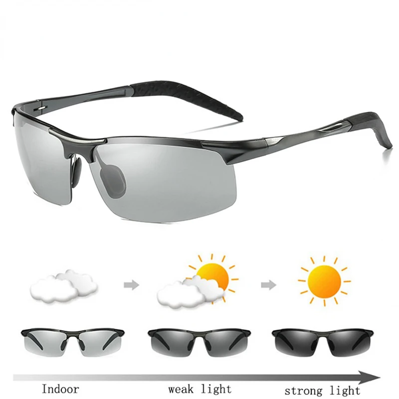 

Men Photochromic Polarized Sunglasses Aluminum Frame UV400 Sun Glasses Male Eyewear Driving Goggles