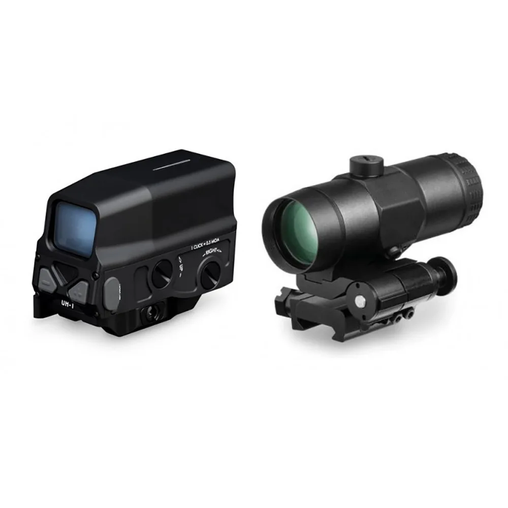 

Tactical UH-1 Holographic Red Dot Scope and VMX-3T 3X Magnifier Combo Rifle Scope with Flip Mount Airsoft&Hunting Scope