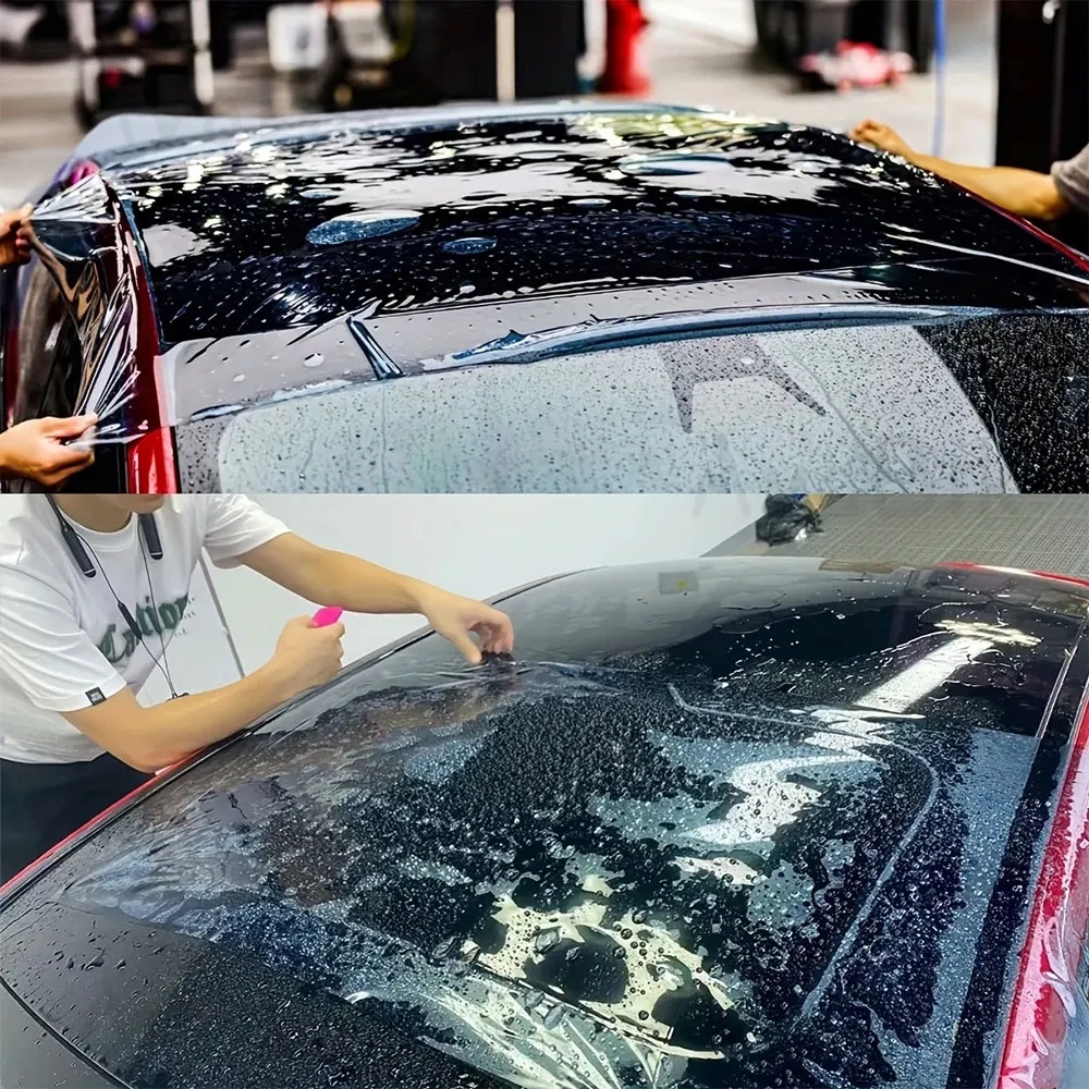 Фото Универсальная черная защитная пленка из ТПУ для автомобильного люка, синяя теплоизоляционная наклейка для автомобиля, блокирующая УФ-излучение. №5