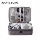 Портативная сумка JULY'S SONG для хранения цифровых устройств, трехуровневый органайзер для зарядных устройств и кабелей USB, Дорожный Чехол для портативного зарядного устройства