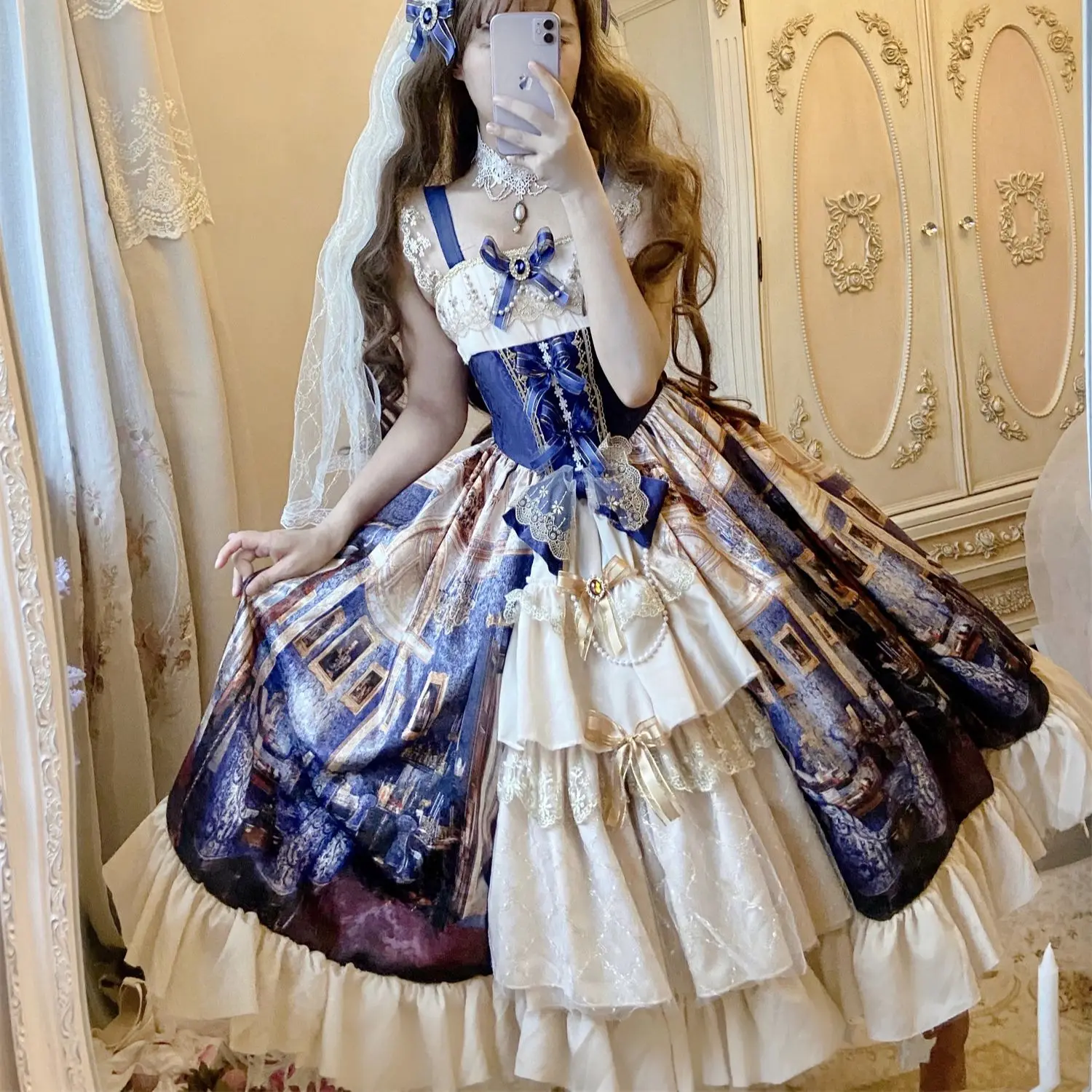 

Классическое женское платье принцессы с драгоценными камнями для ужина в стиле "Лолита" мягкое милое кружевное великолепное платье принцес...