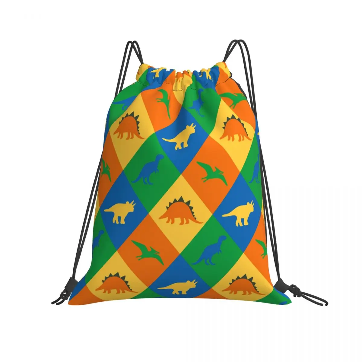 Drawstring Bag Dinosaur Patchwork Foldable Gym Bag Fitness Backpack Hiking Camping Swimming Sports Bag