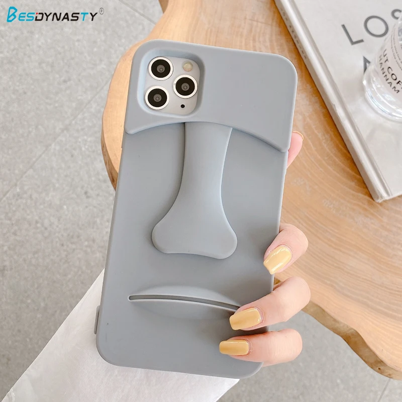 

BESD Luxury Easter Island Giant Stone Statue Soft Silicon Phone Case For iPhone 14 13 12 11 Pro Max X XS XR 7 8 Plus Back Cover