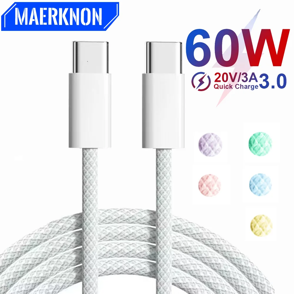 Кабель USB C на 60 Вт 6 А кабель для быстрой зарядки Iphone 15 Plus Pro Max Xiaomi Realme Type передачи