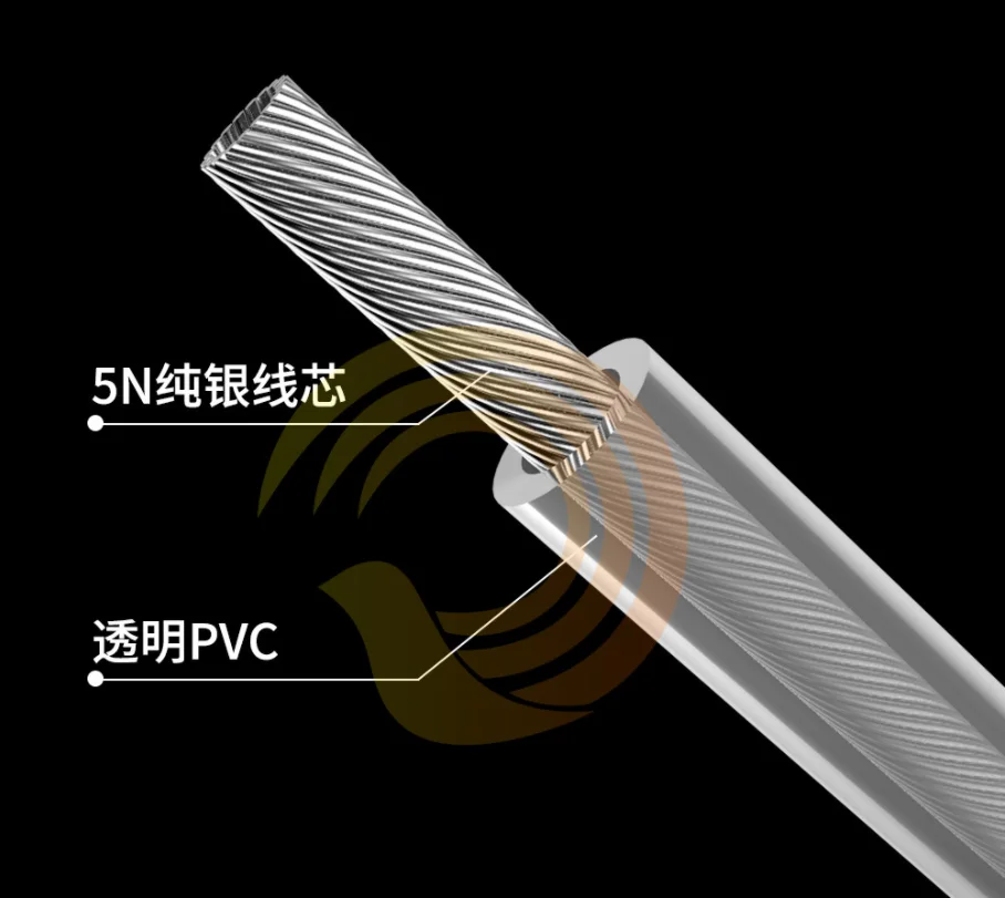 

5N sterling silver headphone cable, 1.1mm diameter, 19 cores