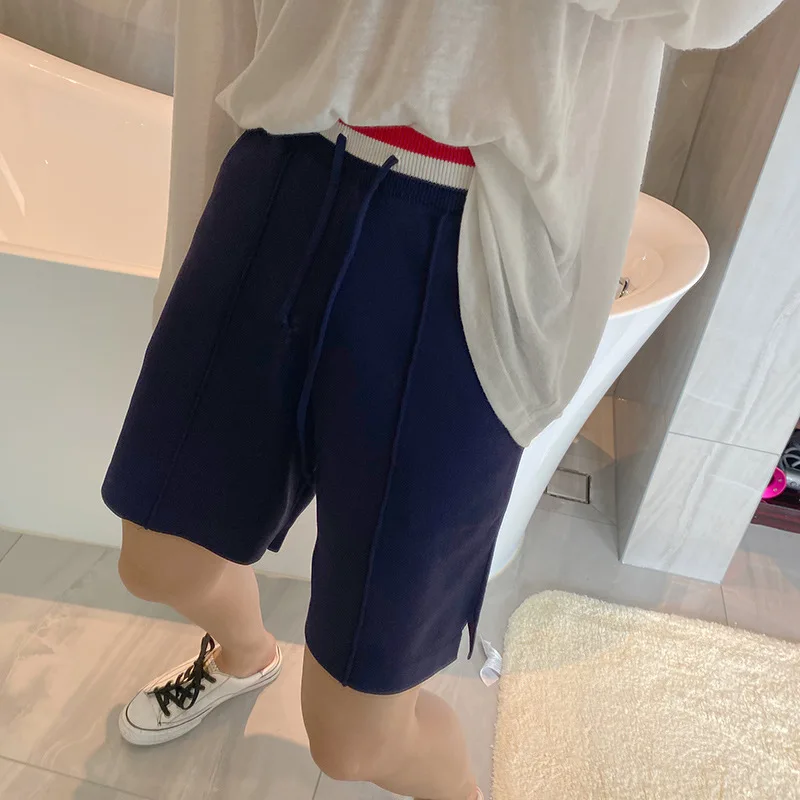 

High Quality Summer 2023 New TB College Wind Ice Knit Stripe Contrast Casual Versatile Shorts INS Super Hot Internet Celebrity