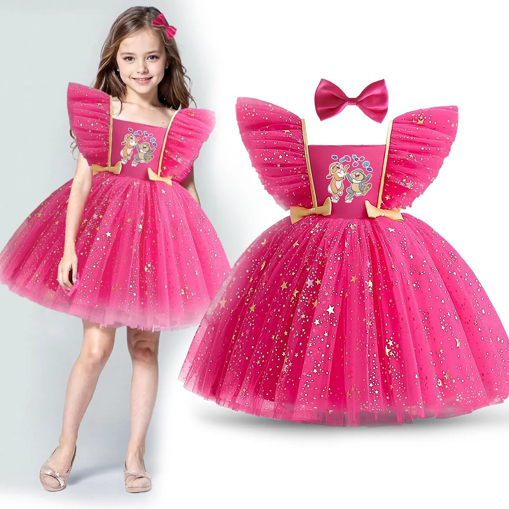 Bambi Girl Party Princess Dress Kids Evening Christmas Clothes New Year Birthday Outfits Sequin