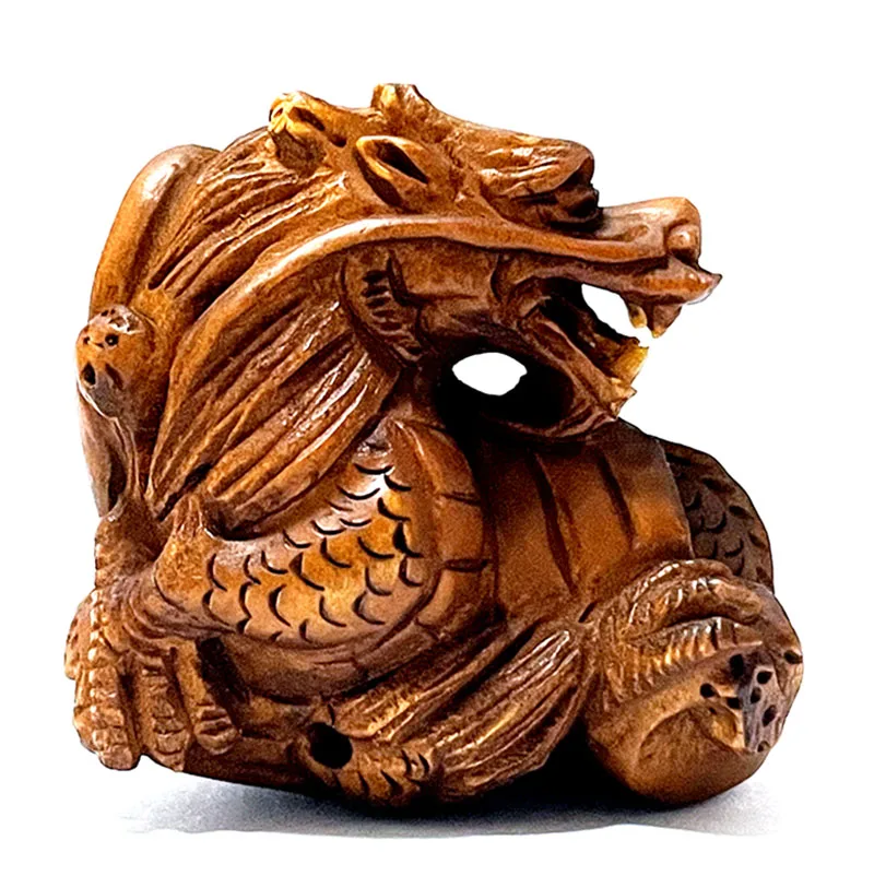 

Y044 - 2 "резная вручную японская фигурка Netsuke из бокса резьба: потрясающий дракон