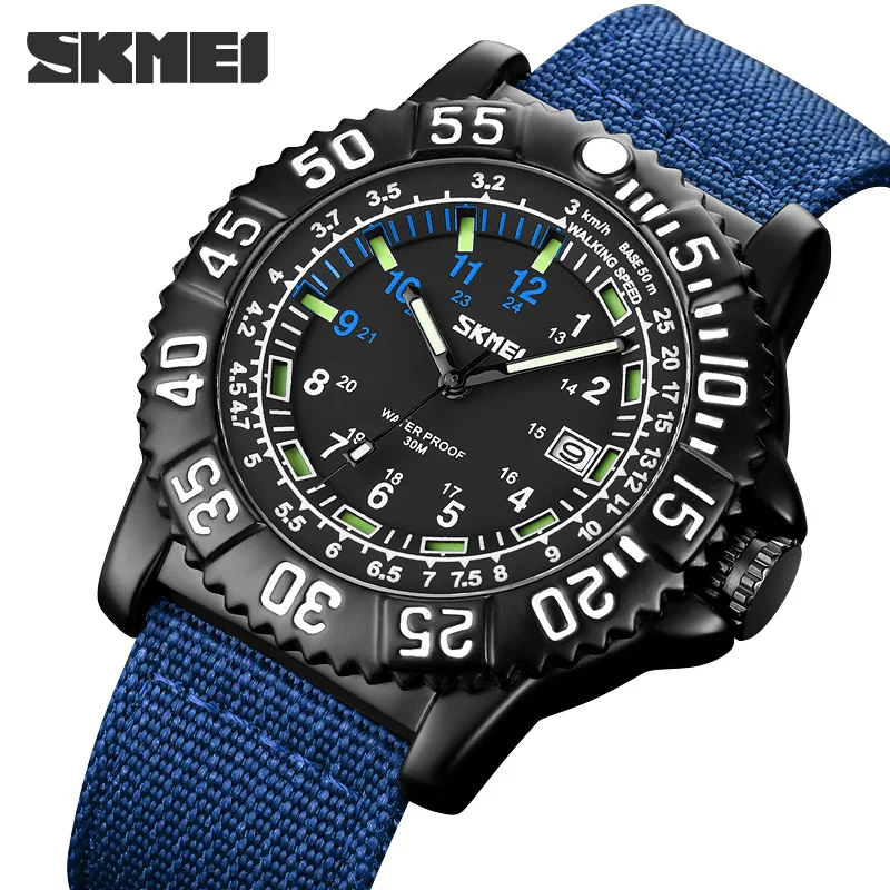 

SKMEI Mens Watches Luminous Hands Clock Luxury Military Sports Date Quartz Wristwatch Men Casual Nylon Watch relogio masculino