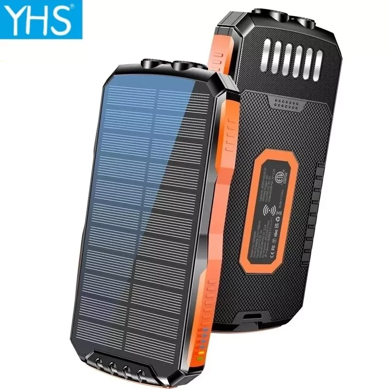 

2023New 36800mAh Solar Power Bank Qi Wireless Charger for iPhone 12 S21 Powerbank Portable External Battery LED Poverbank