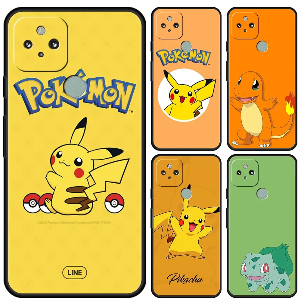 

Pokemon Pikachu Cute Soft Back Funda Coque For Google Pixel 6 Pro 4a 5 4 5a 4XL 3 3XL Black Silicone Cell Phone Case Cover Shell