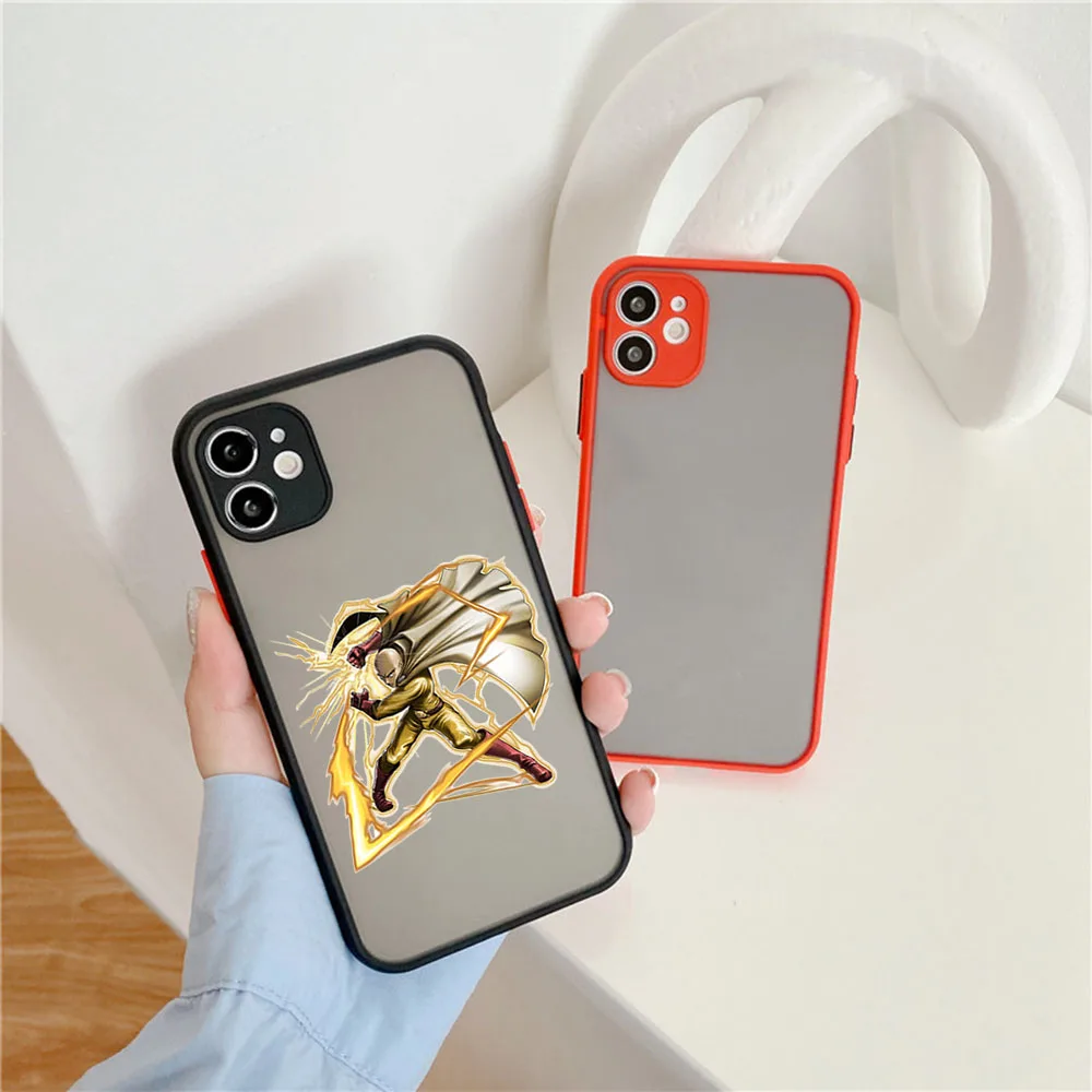 Чехлы для iPhone 15 Pro Max SE 14 7 8 6s Plus 13 12 11 XS X XR 15Plus One Punch Man Матовый полупрозрачный чехол