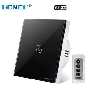 Настенный выключатель BONDA 123 открытый беспроводной пульт дистанционного управления Сенсорный переключатель роскошная хрустальная стеклянная панель выключатель света