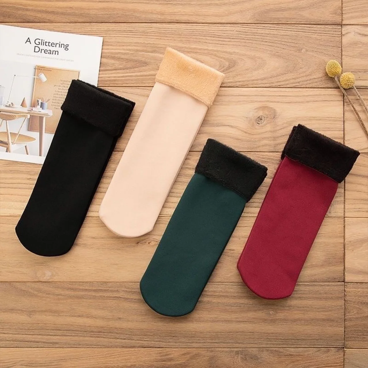 3Pairs New Velvet Women Socks Soft Casual Solid Color Sock Winter Warm Thicken Thermal Wool Cashmere Home long sock Floor Sock