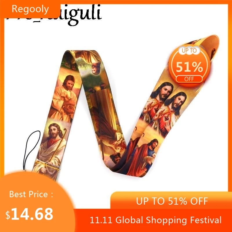 

30pcs I love Jesus Neck Strap Lanyard keychain Mobile Phone Strap ID Badge Holder Rope Key Chain Keyrings cosplay Accessories