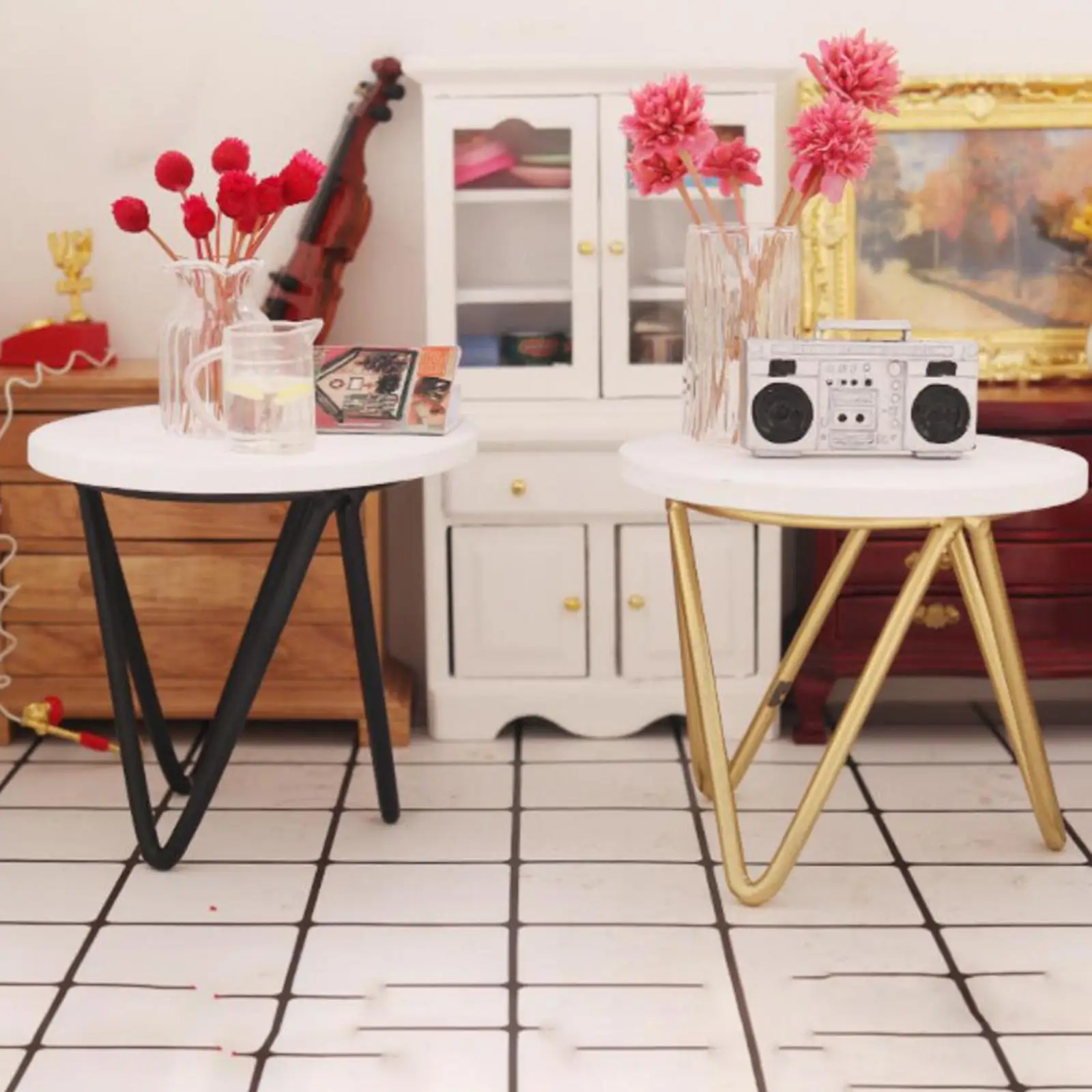 

Миниатюрный круглый стол для кукольного домика 1:12, декоративные принадлежности для гостиной, украшение для дома