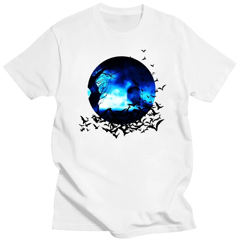 

Рубашка летучая мышь для Хэллоуина, костюм для трюка, яркая луна, Женский размер, брендовая одежда, футболка