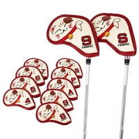 9 pcsset golf iron covers cute cat style pu leather waterproof golf headcover protector for iron sand wedge clubs
