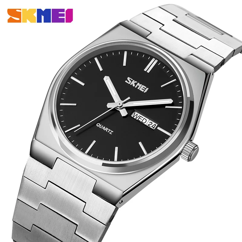 

SKMEI 9288 Luxury Quartz Watch Mens Sport Waterproof Business Wristwatches Men Full Steel Time Week Date Clock 9257 reloj hombre
