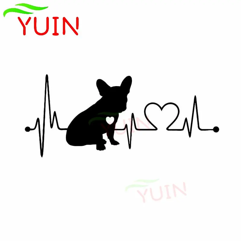 French Bulldog Car Sticker Animal Heartbeat Lifeline Decal Cars Accessories Personality Body Window Decoration Waterproof Decals |