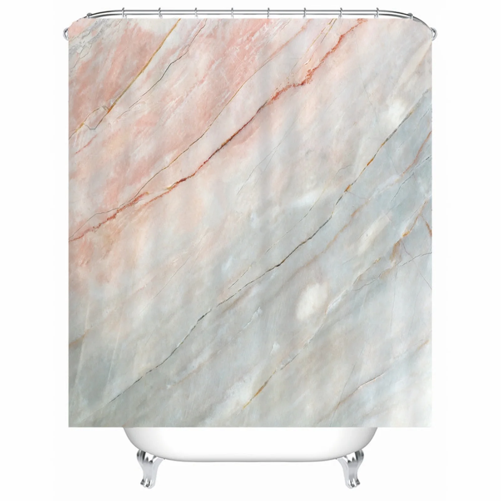 

Shower Curtain Rings Rust Proof Polyester Rock Beige Mold & Mildew Resistant Waterproofwith Rustproof Grommets Hooks