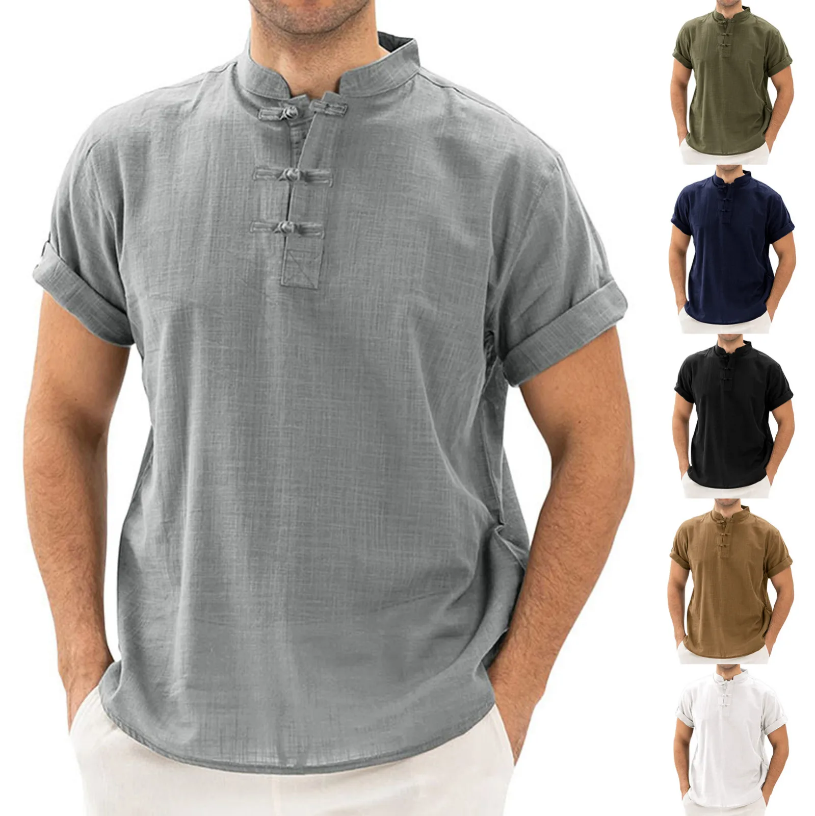 

New Men's Tee Shirt Solid Tops Street Loose Top Summer Holiday Beach Casual Breathable Comfortable Cotton Linen Short Sleeve Top