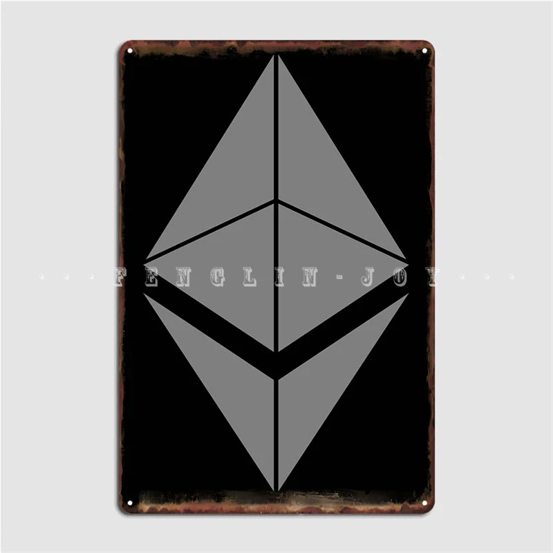 Ethereum Ether Eth Symbol Metal Sign Vintage Mural Wall Mural Garage Decoration Tin Sign Posters