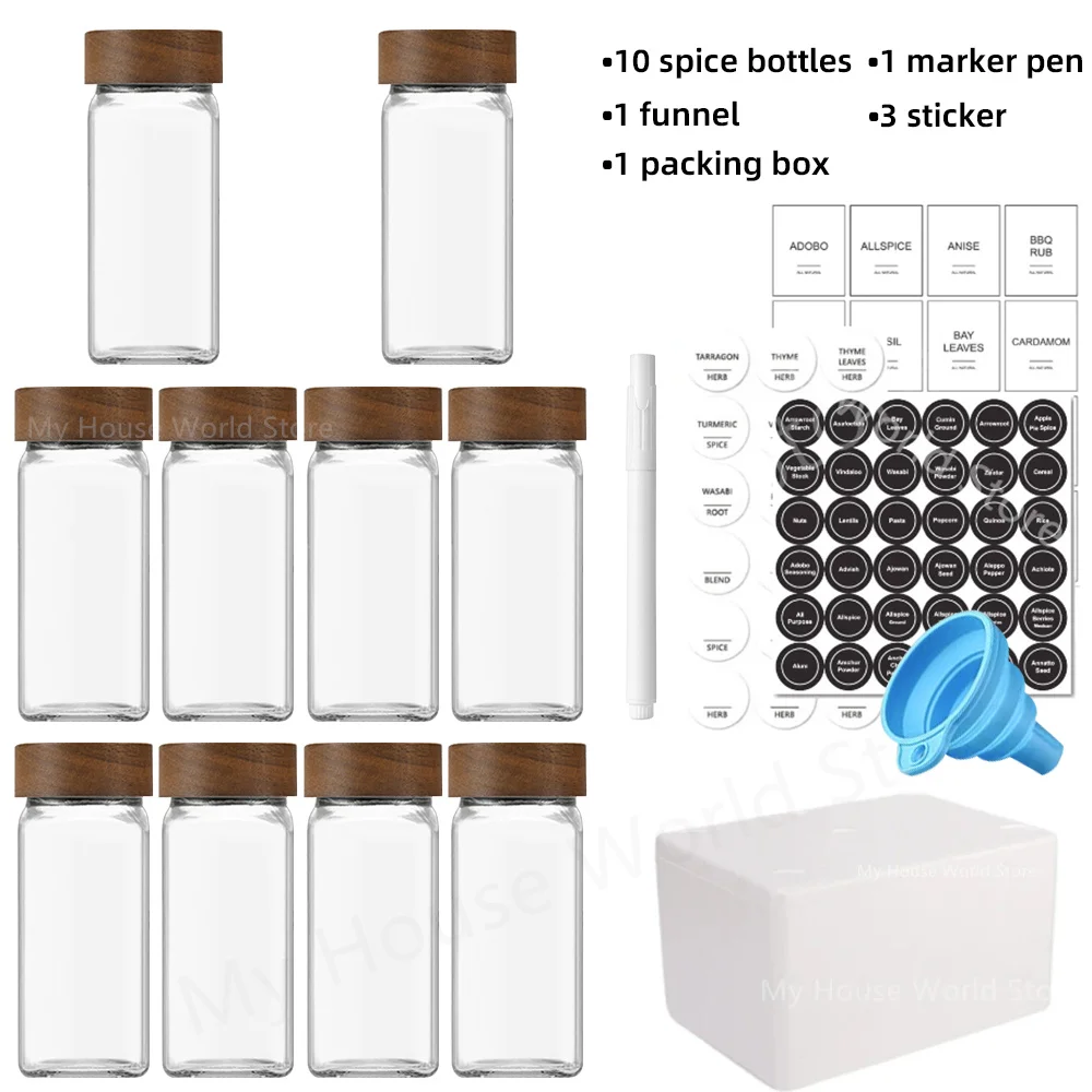 

Набор стеклянных баночек для специй с бамбуковыми крышками 13 шт.