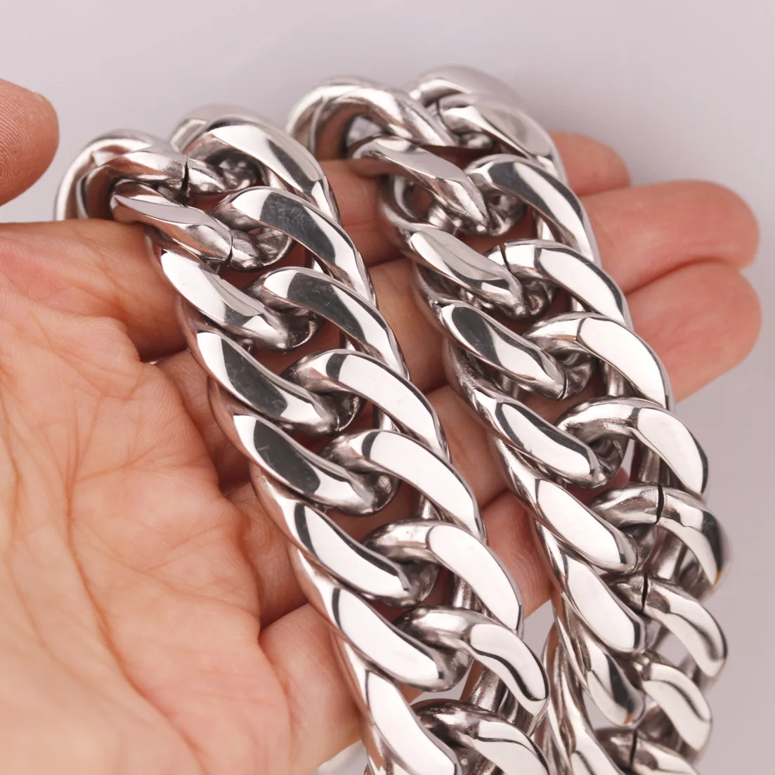 

Ожерелье из кубинской цепи, цепь из тяжелого серебра и нержавеющей стали в стиле хип-хоп, 21 мм