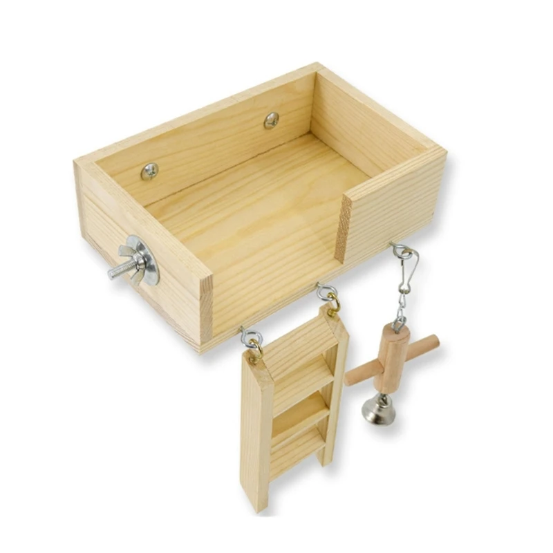 

Bird Platform Cage Perch Stand Toy Parrots Ladder Wood Playground Food-Feeder Drop Shipping